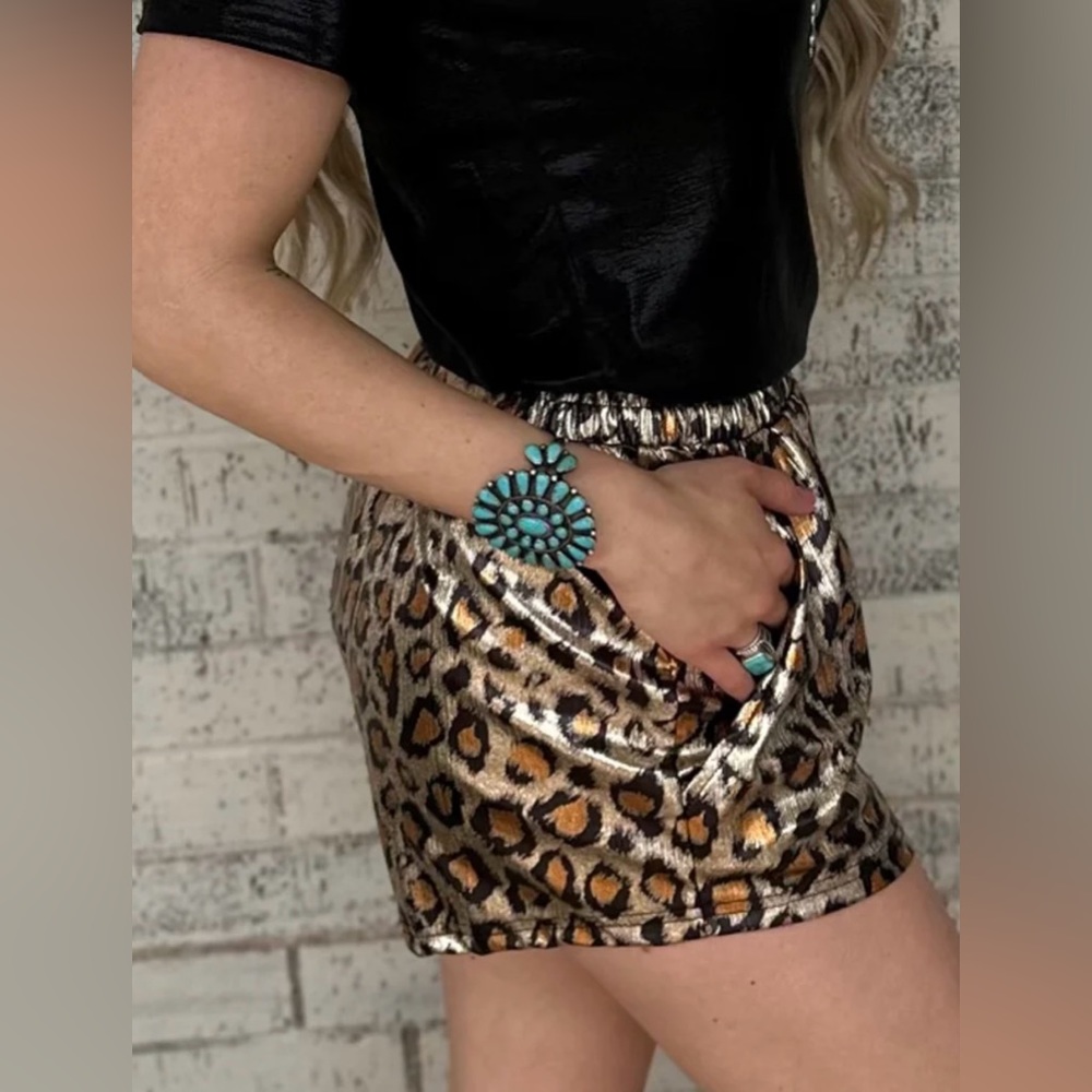 Born Bold Metallic Leopard Shorts